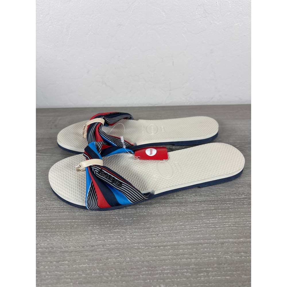 Havaianas You Saint Tropez Striped Flip Flop Sandals Red Blue Womens 7/8